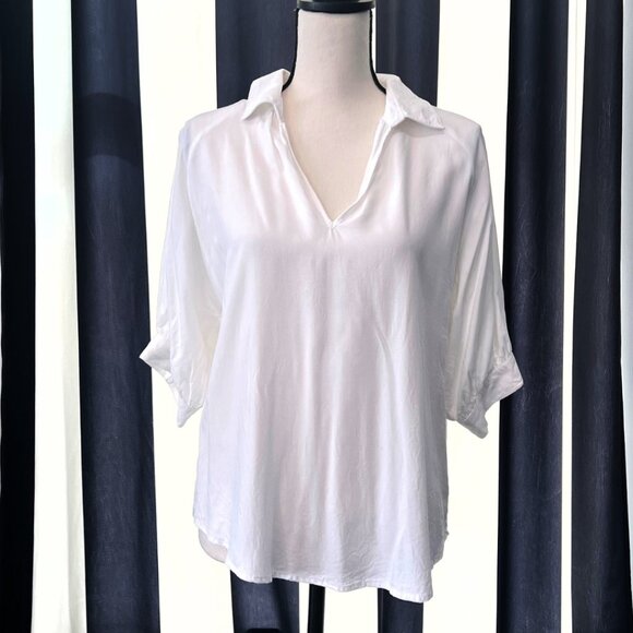 Neiman Marcus White Easy Breezy Summer Shirt M - Picture 1 of 9